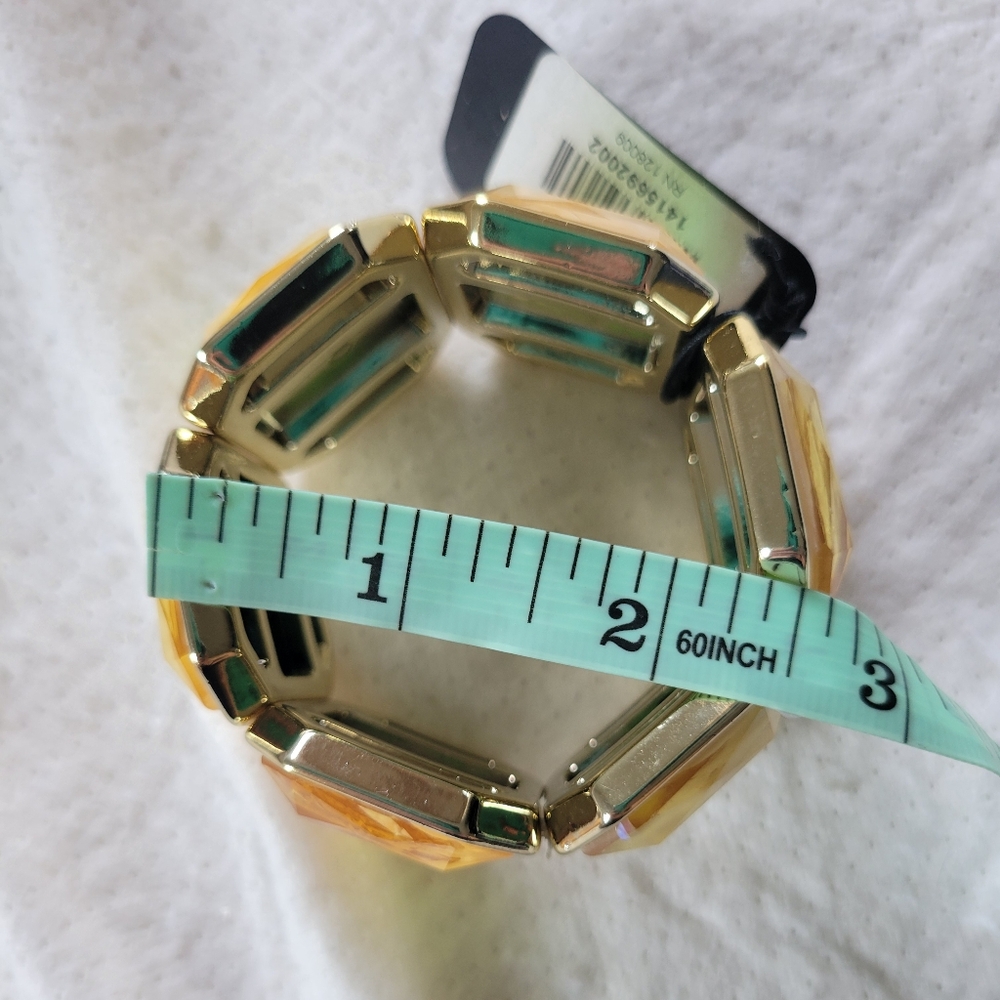 Opal Piedra Pulsera | NWT Vibrant Gold/Yellow Chunky Stretch Cuff Bracelet - Picture 6 of 7